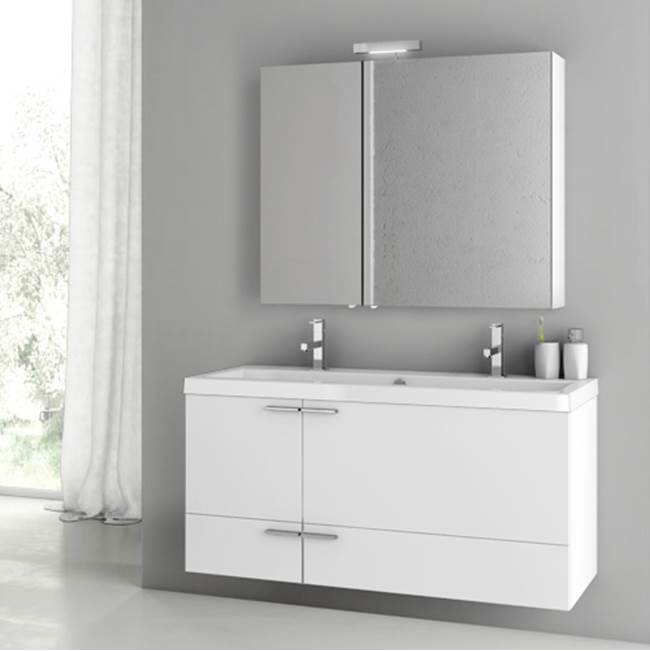 Nameeks 47 Inch Glossy White Bathroom Vanity Set