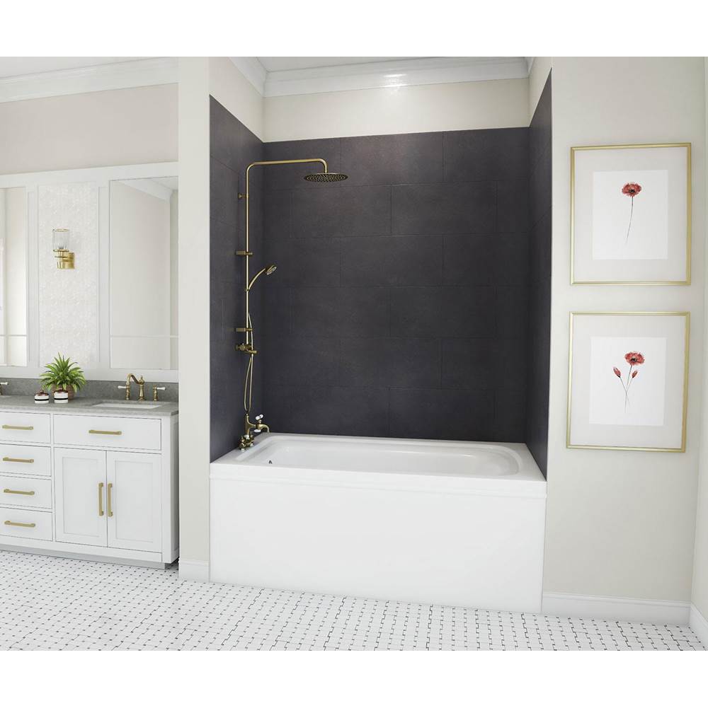 Swan TSMK72-3462 34 x 62 x 72 Swanstone® Traditional Subway Tile Glue up Tub Wall Kit in Charcoal Gray