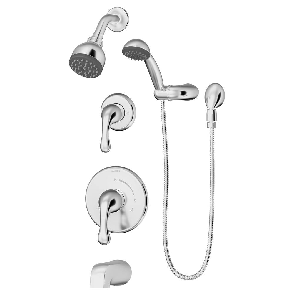 Symmons Unity 2-Handle Tub and 1-Spray Shower Trim with 1-Spray Hand Shower in Polished Chrome (Valves Not Included)