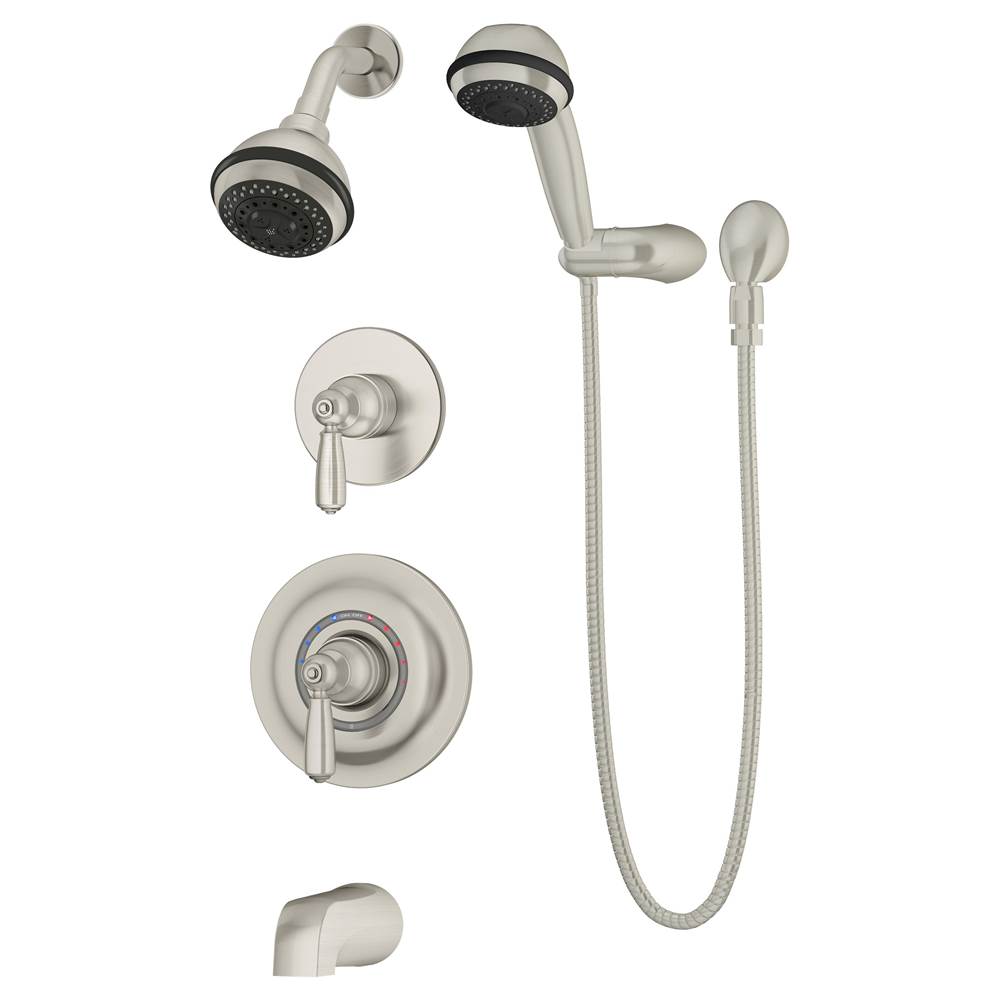 Symmons Allura 2-Handle Tub and 3-Spray Shower Trim with 3-Spray Hand Shower in Satin Nickel (Valves Not Included)