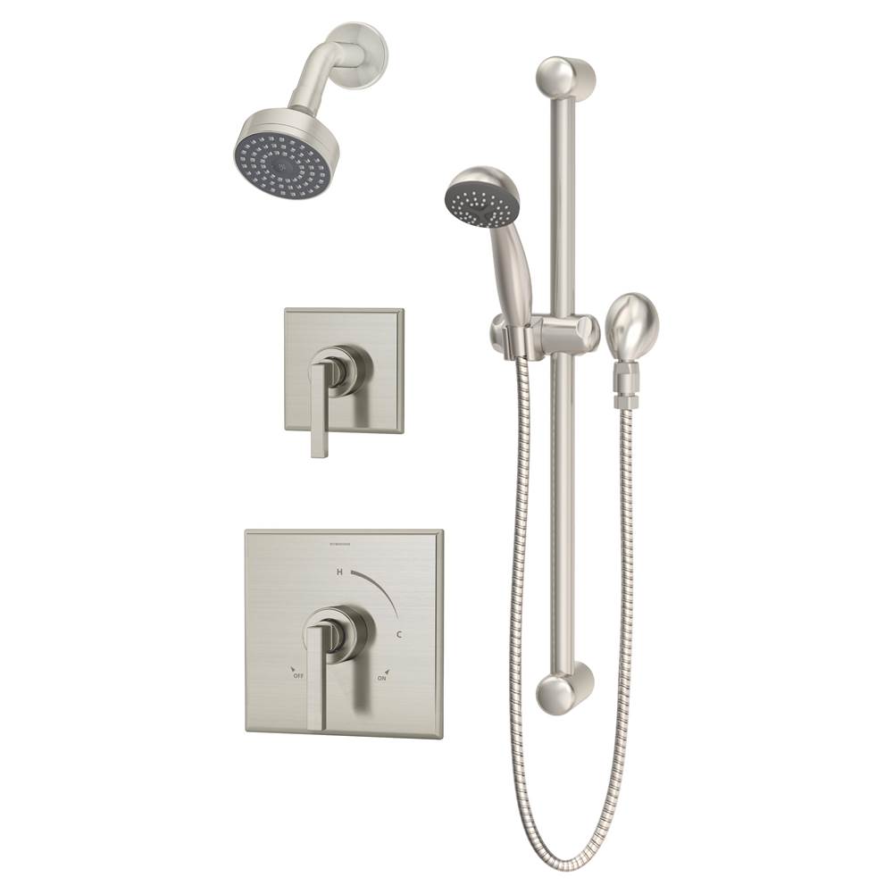 Symmons Duro 2-Handle 1-Spray Shower Trim with 1-Spray Hand Shower in Satin Nickel (Valves Not Included)