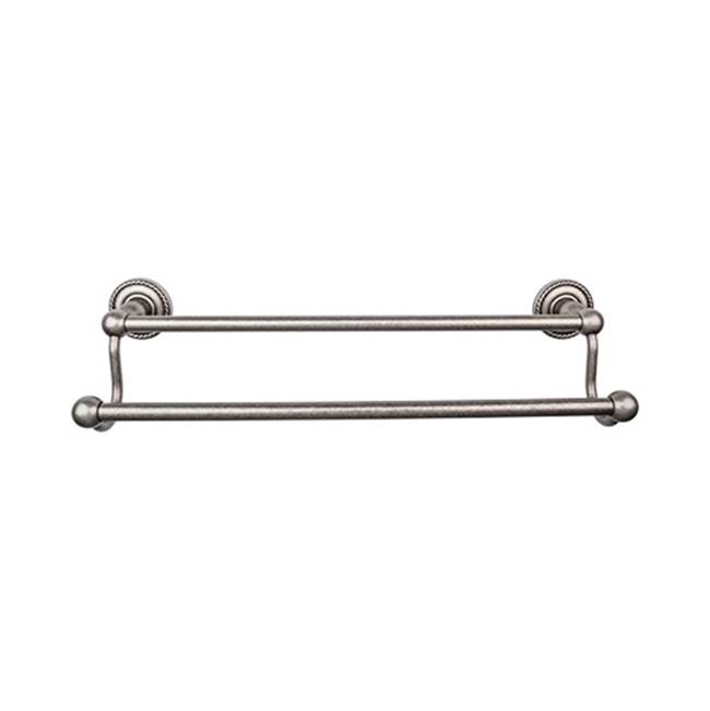 Top Knobs Edwardian Bath Towel Bar 30 In. Double - Rope Backplate Antique Pewter