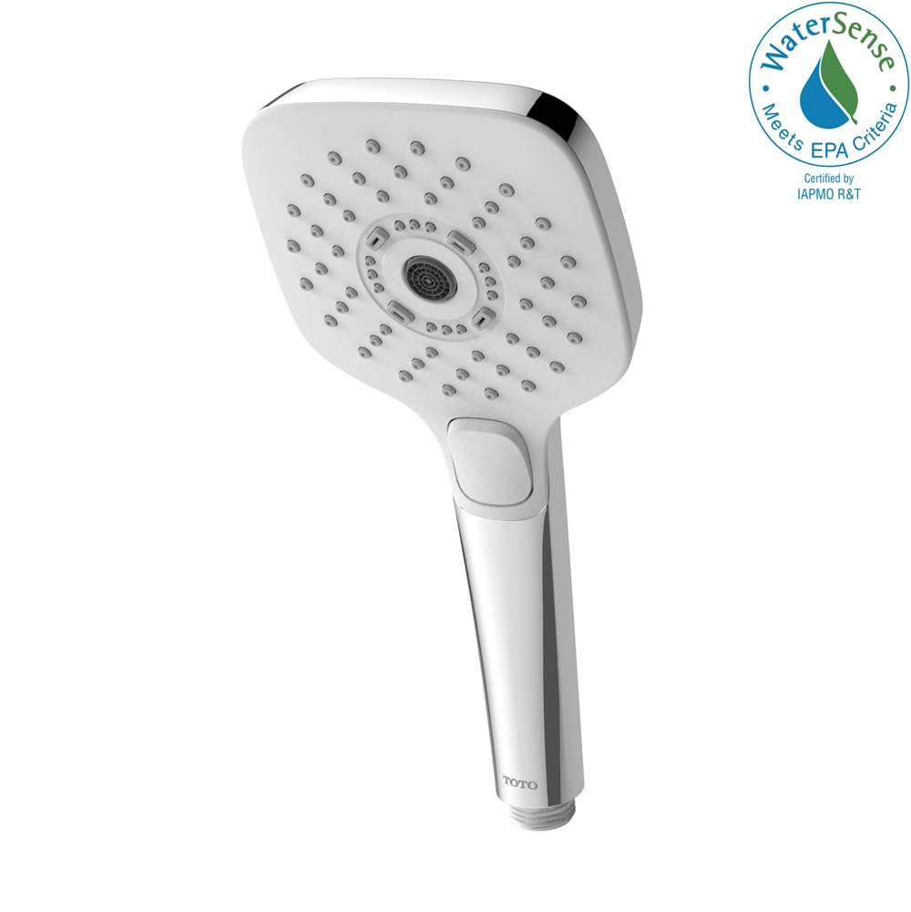 TOTO Toto® G Series 1.75 Gpm Multifunction 4 Inch Square Handshower With Active Wave, Comfort Wave, And Warm Spa, Polished Chrome