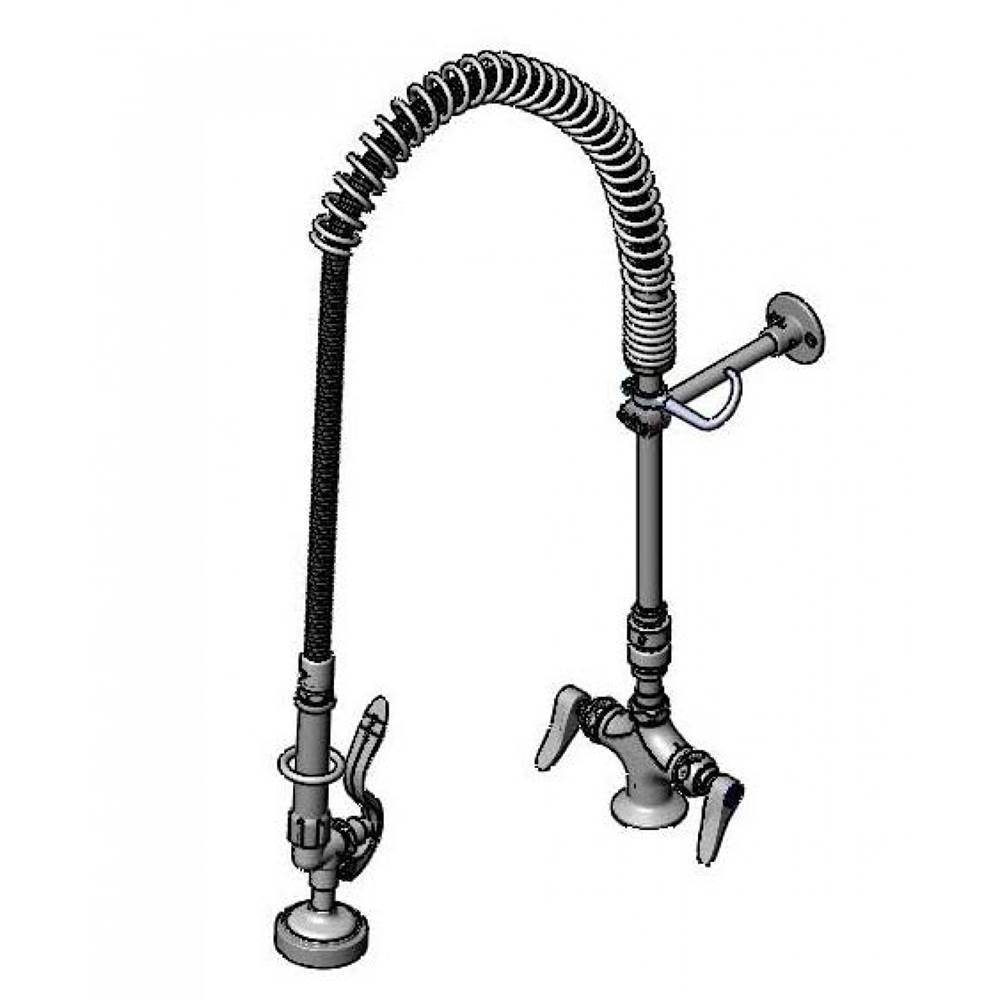 T&S Brass EasyInstall Pre-Rinse: Spring Action, Single Hole Base, Flex Lines, VB, 079X 10'' Riser
