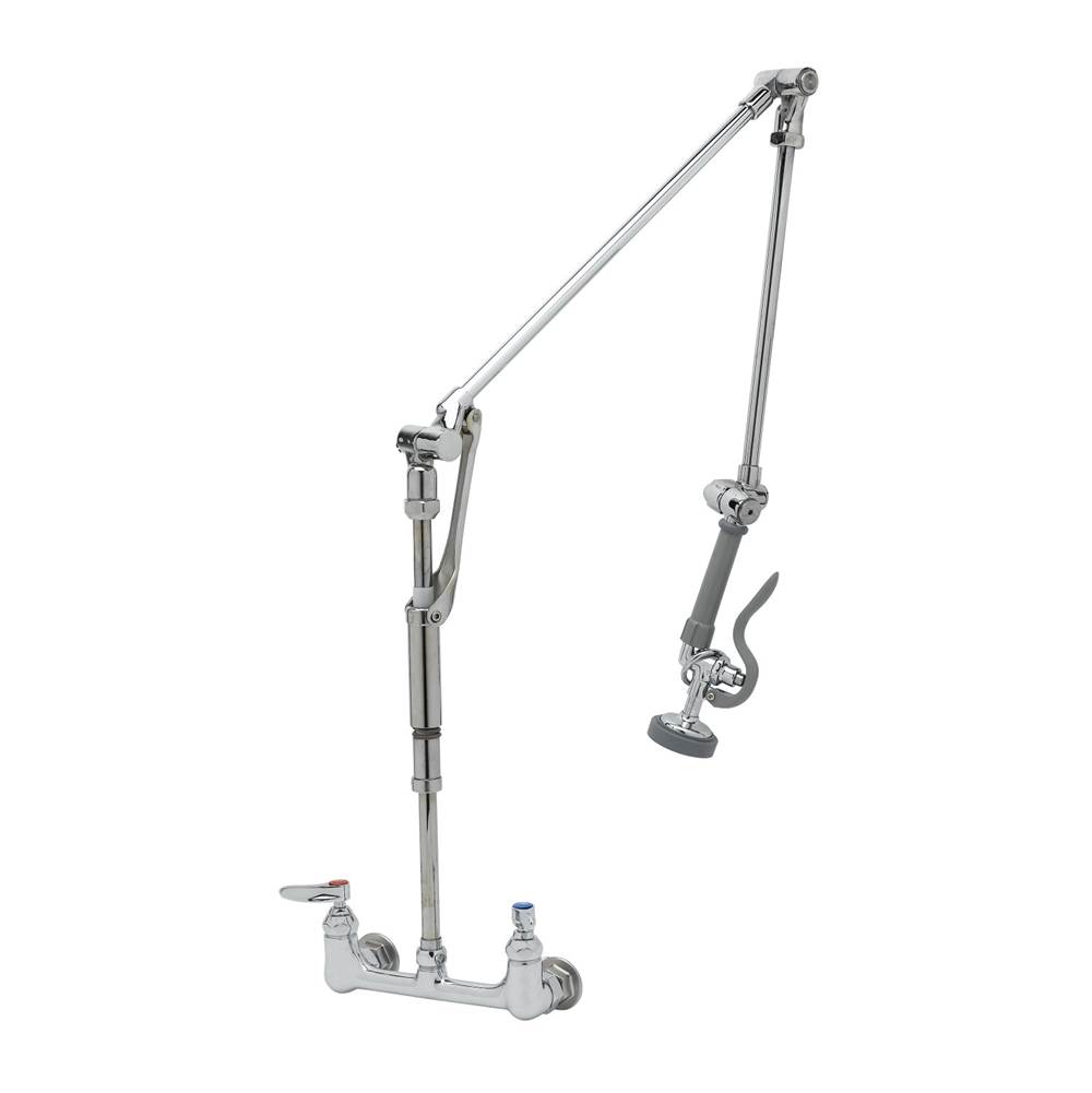 T&S Brass Pre-Rinse, Roto-Flex Design, Wall Mount Base, 8'' Centers, 40'' Overall Height