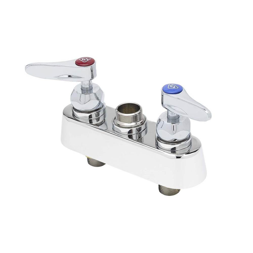 T&S Brass 4'' Deck Mount Workboard Faucet, Less Nozzle, Cerama, Lever Handles