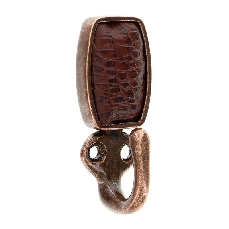 Vicenza Designs Equestre, Hook, Leather Insert, Brown, Antique Copper