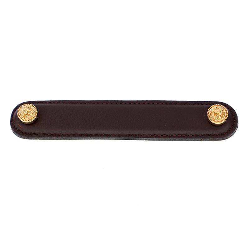 Vicenza Designs San Michele, Pull, Leather, 5 Inch, Brown, Polished Gold