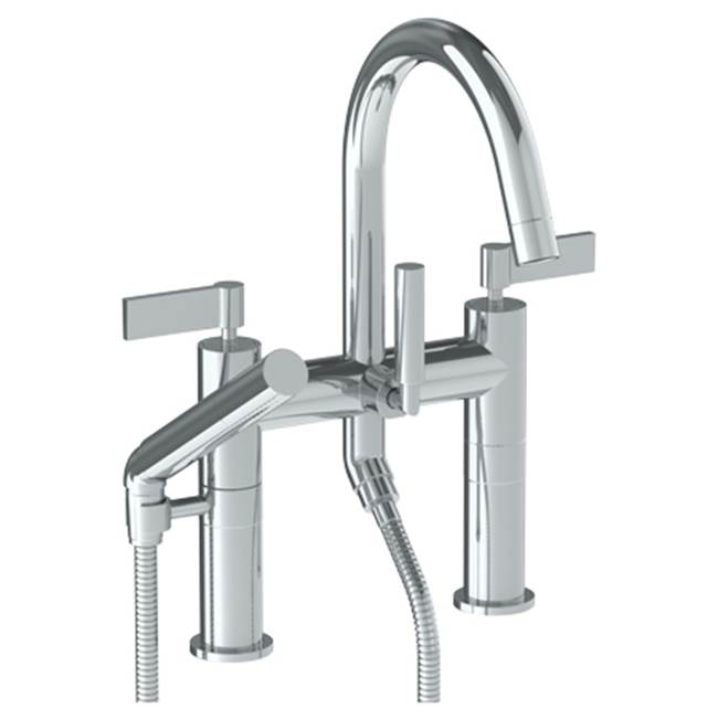 Watermark Deck Mounted Exposed Gooseneck Bath Set with Hand Shower