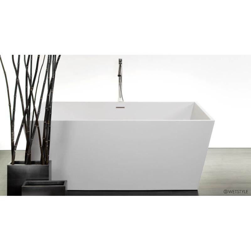 WETSTYLE Cube Bath 60 X 30 X 22.5 - Fs - Built In Pc O/F & Drain - White True High Gloss