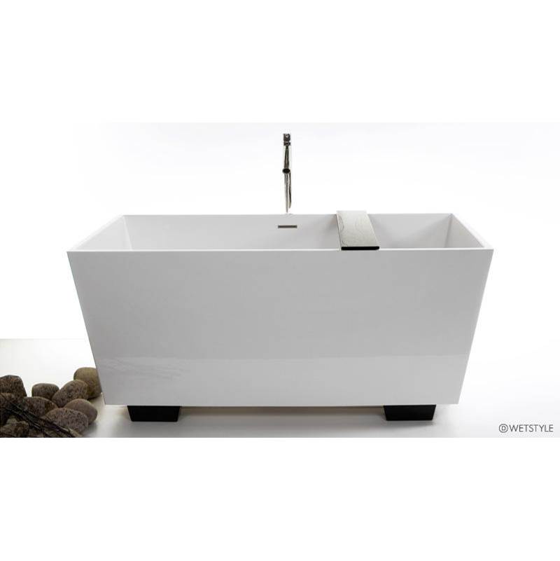 WETSTYLE Cube Bath 60 X 30 X 24.25 - Fs  - Built In Sb O/F & Drain - Copper Conn - Wetmar Bio Feet Dark Brown - White True High Gloss