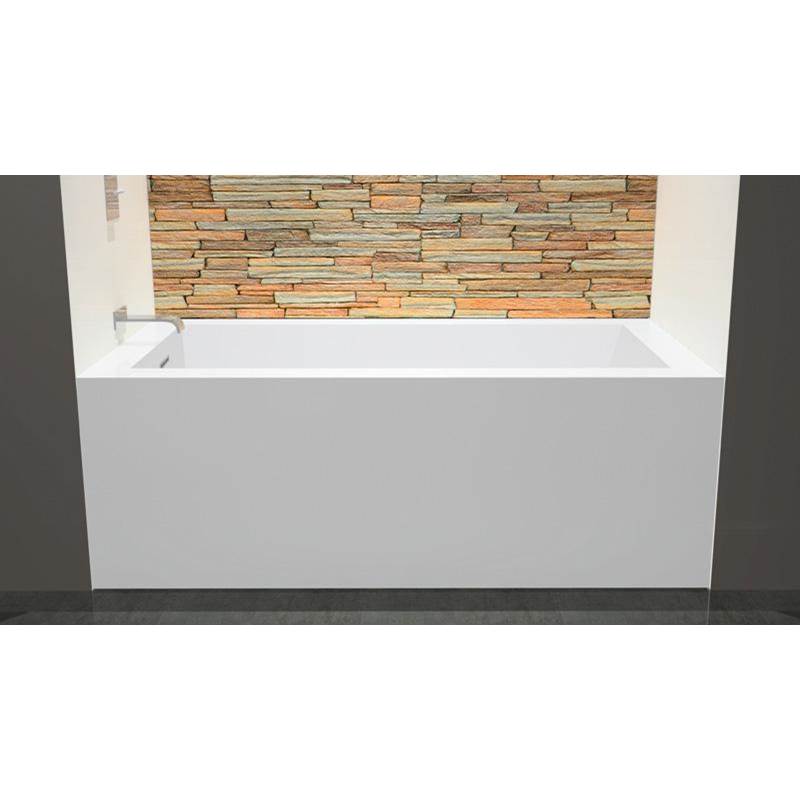 WETSTYLE Cube Bath 60 X 32 X 21 - 2 Walls - R Hand Drain - Built In Nt O/F & Bn Drain - White Matt