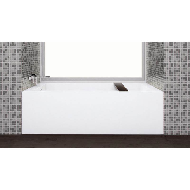 WETSTYLE Cube Bath 60 X 30 X 18 - 2 Walls - R Hand Drain - Built In Nt O/F & Pc Drain - White True High Gloss