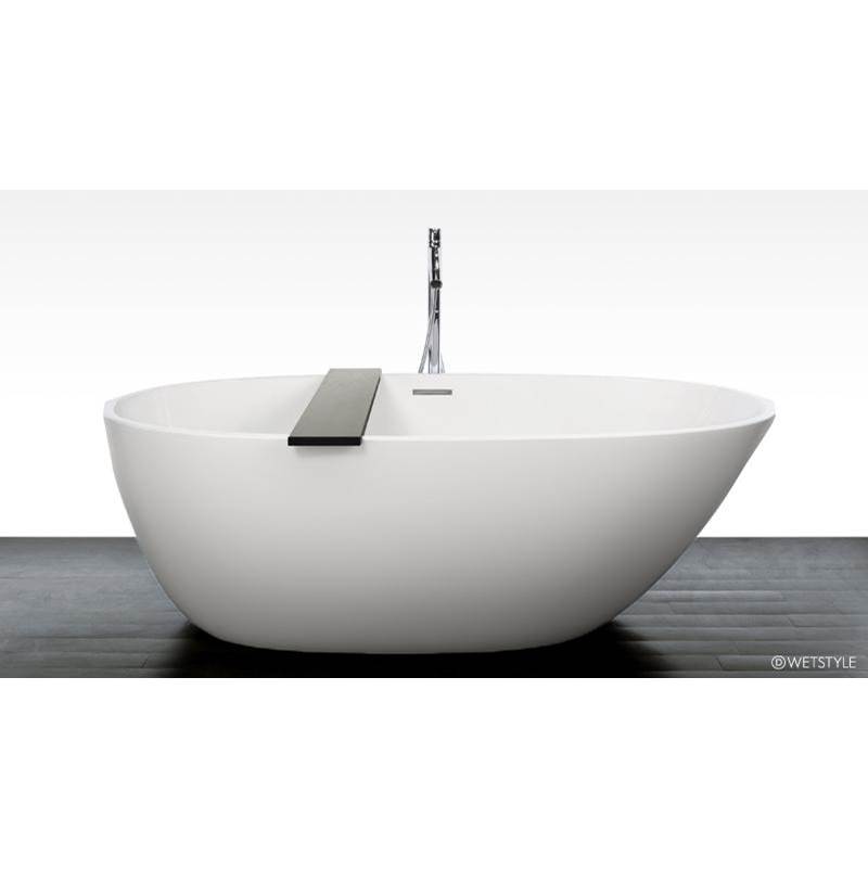 WETSTYLE Be Bath 70 X 38 X 22 - Fs  - Built In Sb O/F & Drain -  Surround Wood Shelf -  Walnut Natural- White Dual