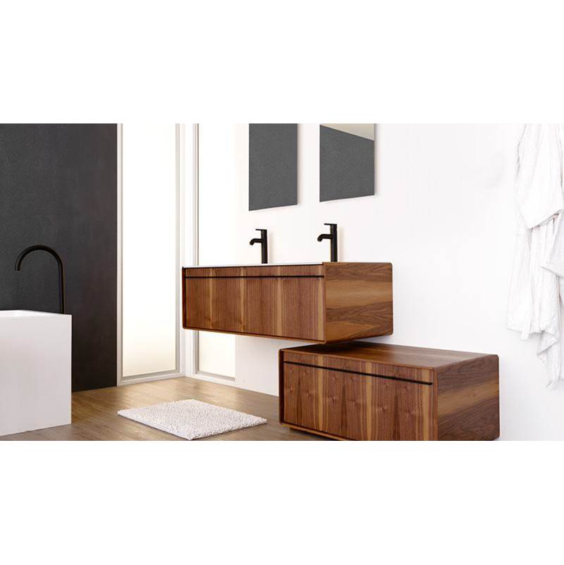 WETSTYLE Deco Vanity Freestanding 24'' - Wl Config Oak Coffee Bean And White Matte Lacquer - Brushed Steel