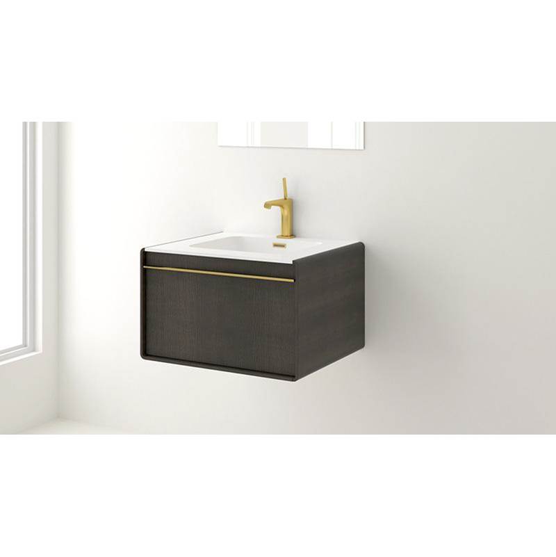 WETSTYLE Deco Vanity Wallmount 60'' - Wl Config Oak Coffee Bean And White Matte Lacquer - Brushed Steel
