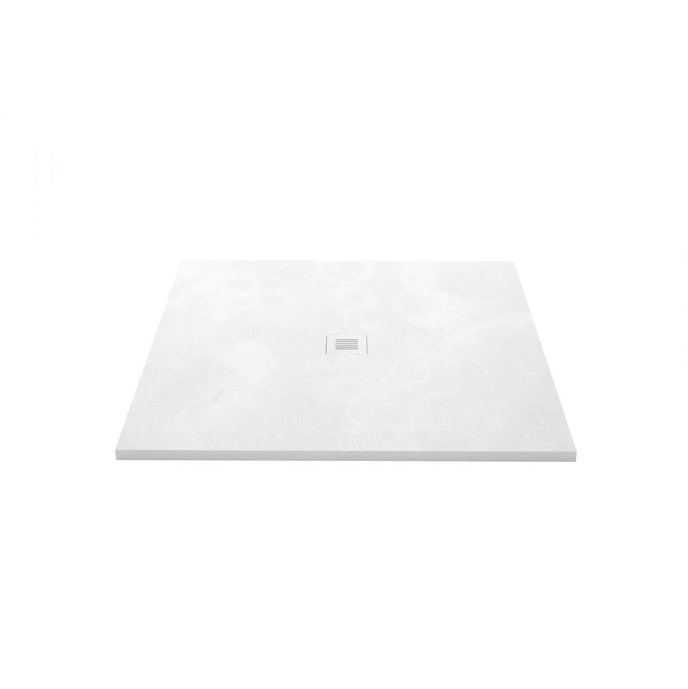 WETSTYLE Shower Base - Feel - 48 X 48 - Center Drain - White Concrete - 1 Cut