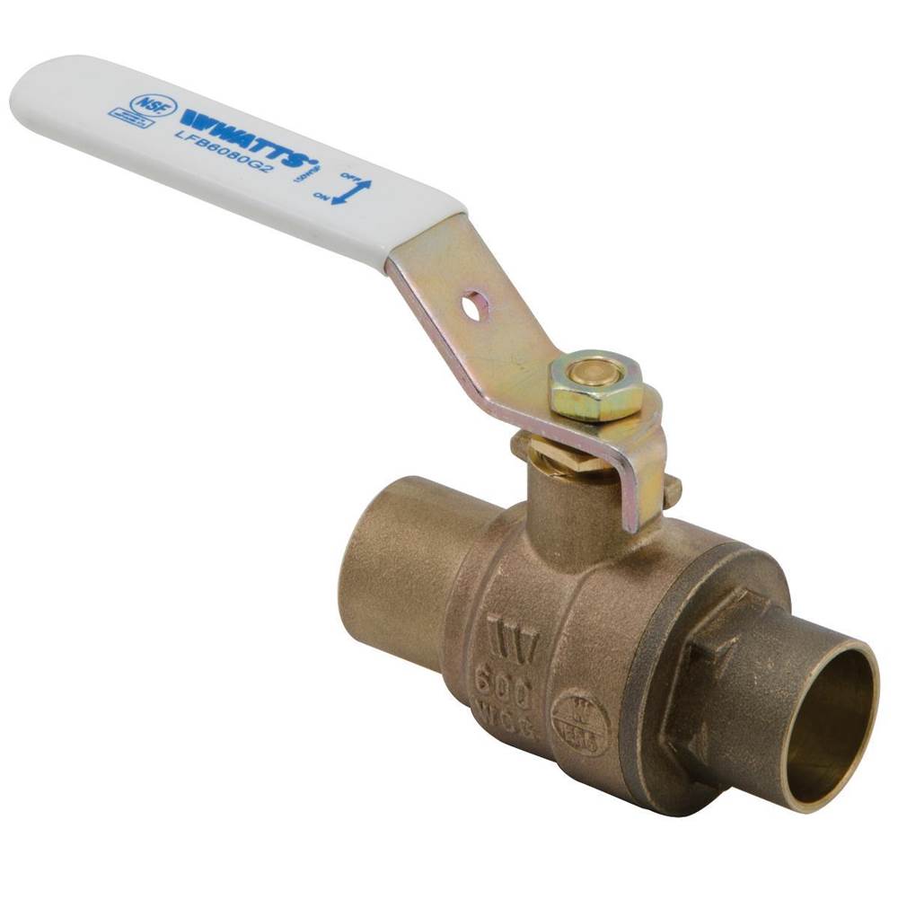 Watts 2 1/2 IN 2-Piece Full Port Lead Free Bronze Ball Valve, Stainless Steel Ball and Stem, NPT End Connections