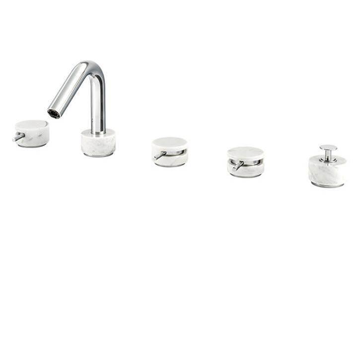 Aquabrass Clo6 Marmo 5Pc Deckmount Tub Filler With Handshower - White