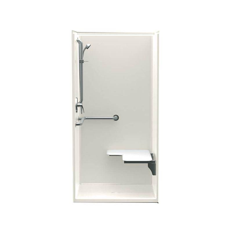 Aquatic 1363BFS 36 x 36 AcrylX Alcove Center Drain One-Piece Shower in Biscuit