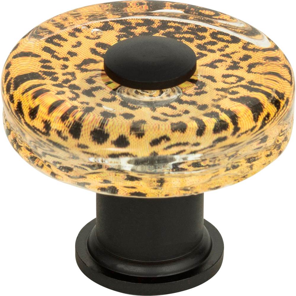 Atlas Cheetah Glass Round Knob 1 1/2 Inch Matte Black