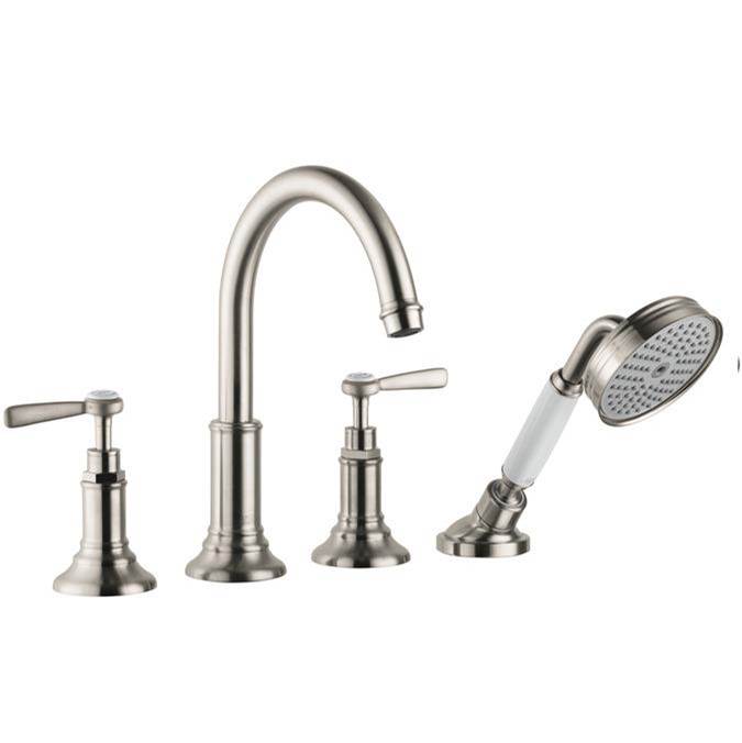 Axor Montreux 4-Hole Roman Tub Set Trim with Lever Handles and 1.8 GPM Handshower in Brushed Nickel
