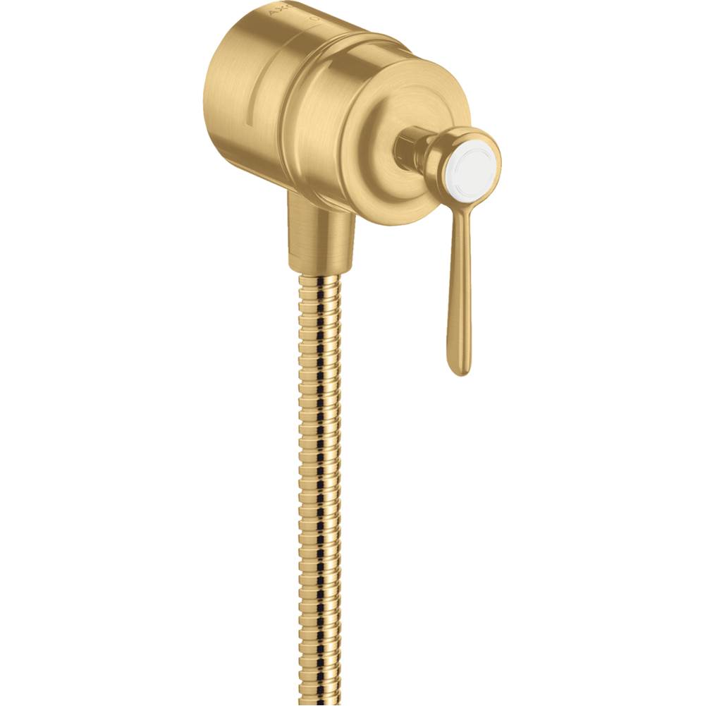 Axor Montreux Wall Outlet with Check Valves and Volume Control, Lever Handle in Brushed Gold Optic