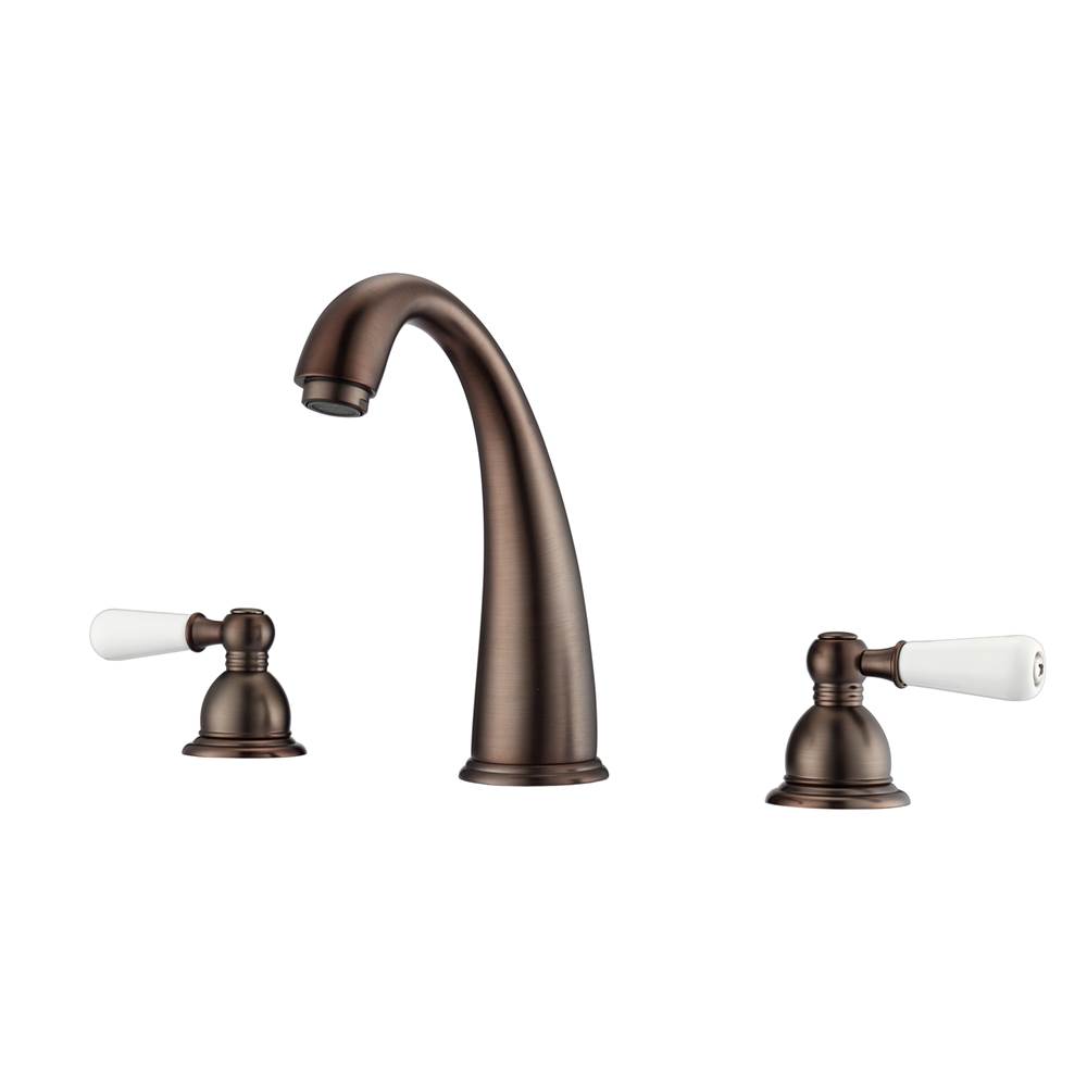 Barclay Maddox 8''cc Lav Faucet,withHoses,Porcelain Lever Hdls,ORB