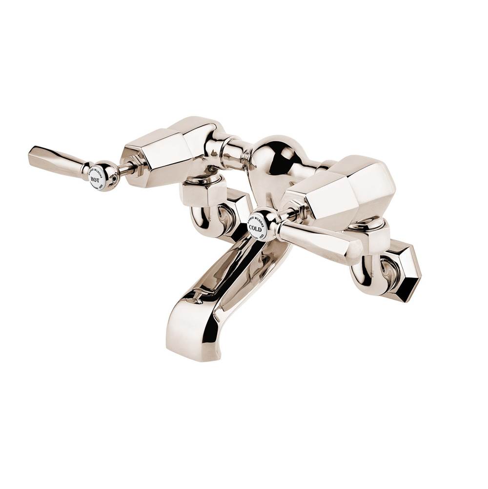 Barber Wilsons And Company Mastercraft  Lever 3/4'' Exposed Wall Mount Tub Filler W/Extended Wall Unions With White Porcelain Buttons