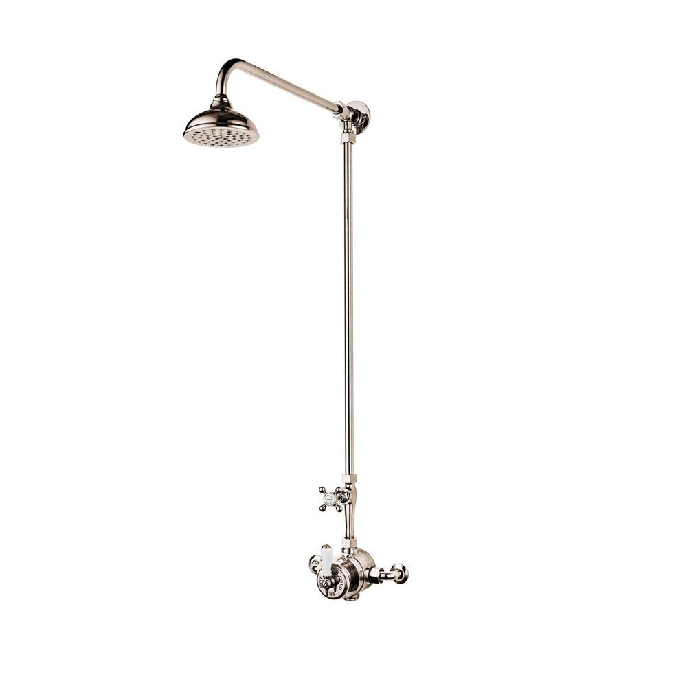 Barber Wilsons And Company 1890''S  Exposed Thermostatic Shower W/5'' Shower Head  With White Porcelain Inserts  (With Compression Inlets Ps75Cu Adaptors Included)