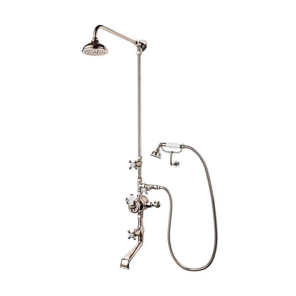 Barber Wilsons And Company Regent 1900''S  Exposed Thermostatic Shower With Tub Spout And Hand Spray On Cradle With 5'' Rain Head With White Porcelain Inserts (With Compress