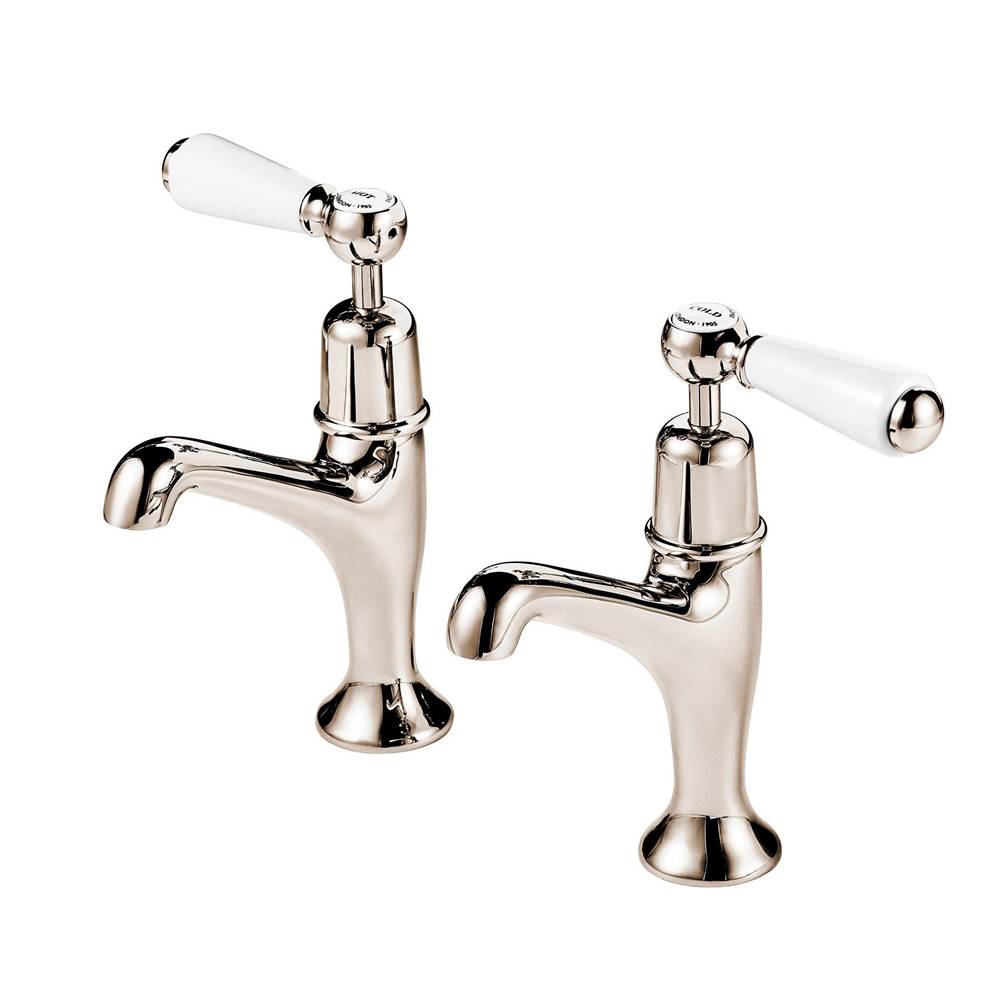 Barber Wilsons And Company Regent 1900''S Pair Pillar Taps (Ceramic Disc) With White Porcelain Lever And Buttons