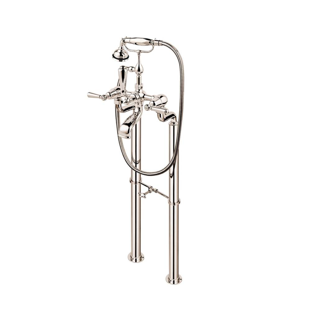 Barber Wilsons And Company Regent 1900''S  Free3Standing Tub Filler With Hand Spray W/2'' Riser Sleeves And Metal Levers And Buttons And Spray (No Waste Or Overflow)