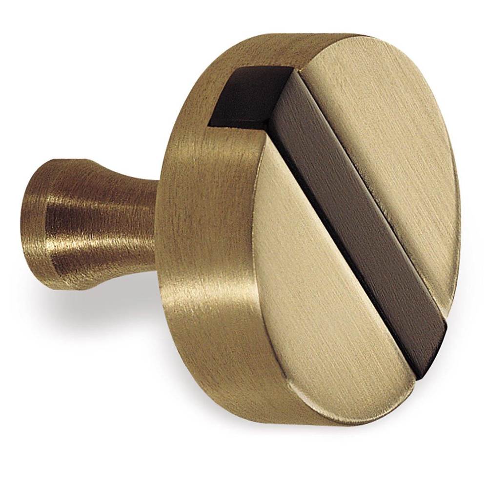 Colonial Bronze Top Striped Cabinet Knob Hand Finished in Satin Black and Satin Brass