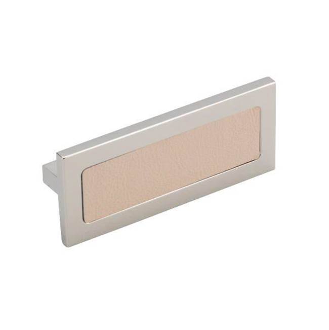 Colonial Bronze Leather Accented T-Shaped Cabinet Pull, Nickel Stainless x Sulky Antique White Leather