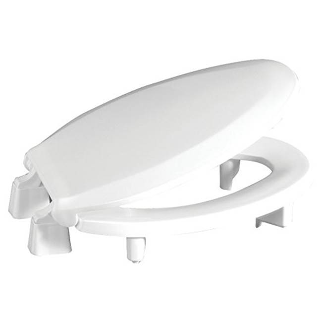 Centoco Luxury 2'' Ada Compliant Plastic Toilet Seat, Closed Front With Cover, White, Elongated Bowl