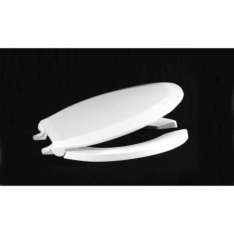 Centoco Luxury Plastic Toilet Seat, Open Front With Cover, White, Elongated Bowl with FAST-N-LOCK Technology