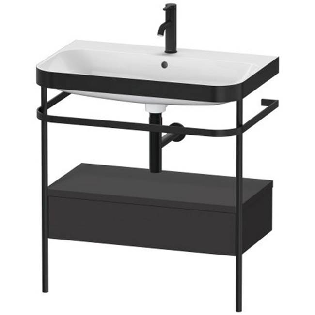 Duravit Happy D.2 Plus C-Bonded Vanity Kit with Sink and Metal Console Graphite