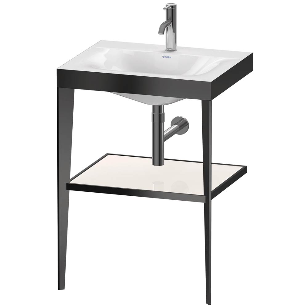 Duravit XViu C-Bonded Vanity Kit with Sink and Metal Console White|Black