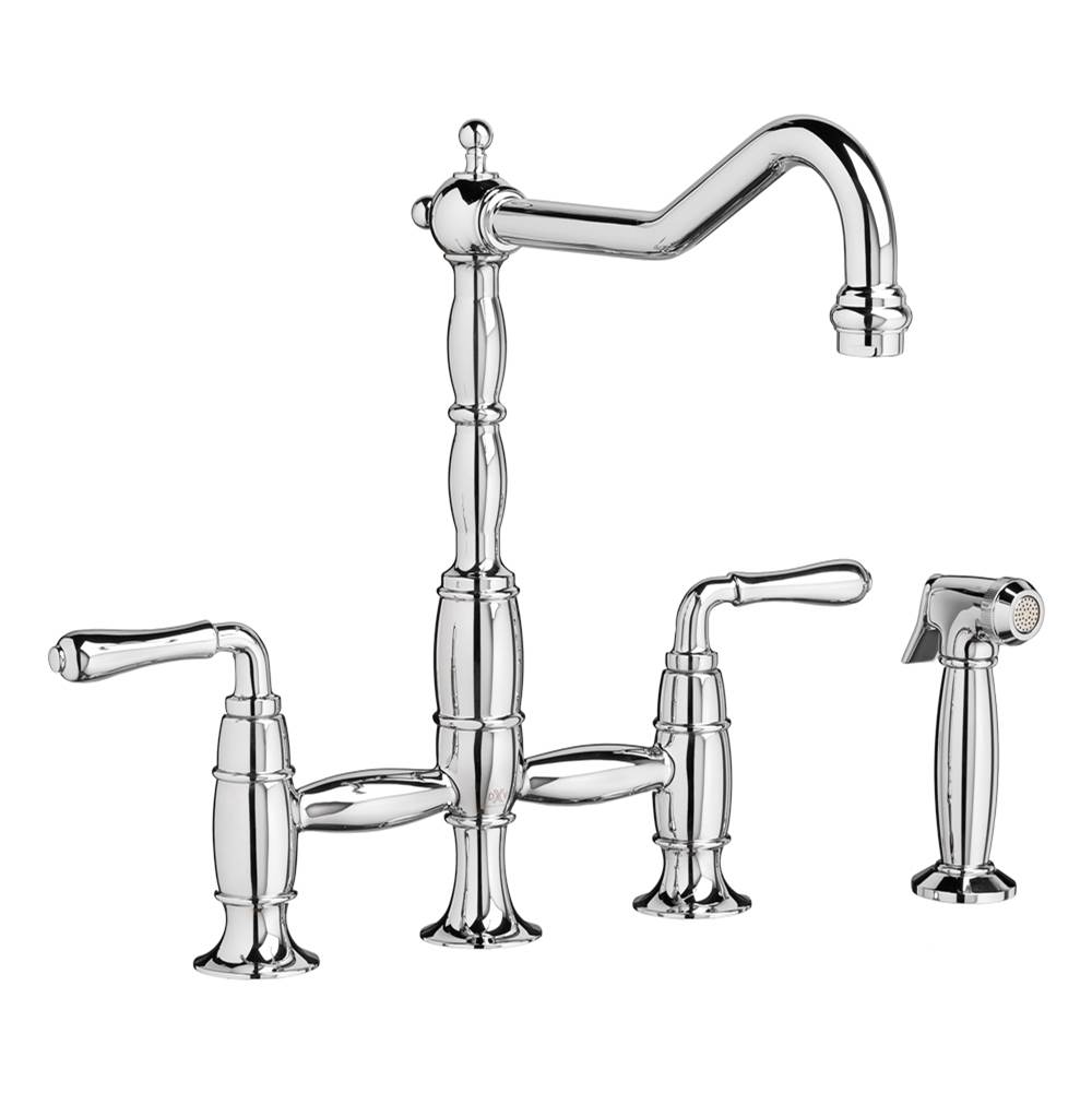 DXV Victorian 2-Handle Widespread Bridge Kitchen Faucet with Side Spray and Lever Handles