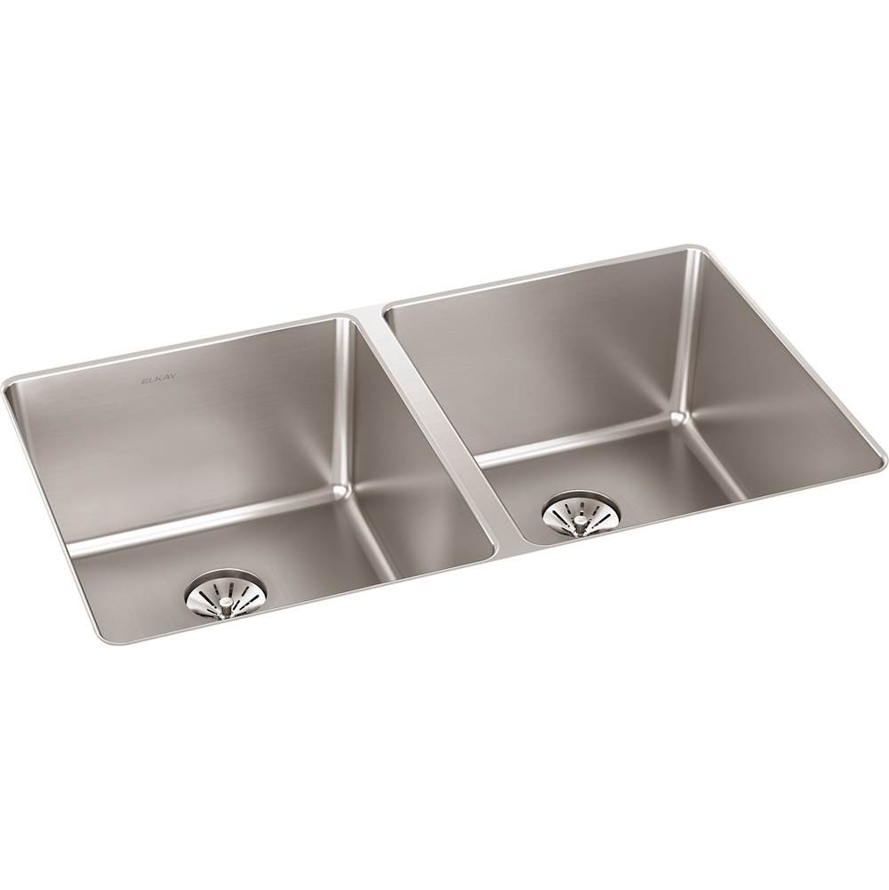 Elkay Reserve Selection Elkay Lustertone Iconix 16 Gauge Stainless Steel 32-3/4'' x 19-1/2'' x 9'', Double Bowl Undermount Sink with Perfect Drain
