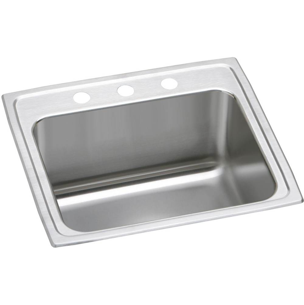 Elkay Lustertone Classic Stainless Steel 25'' x 21-1/4'' x 10-1/8'', 4-Hole Single Bowl Drop-in Sink with Perfect Drain