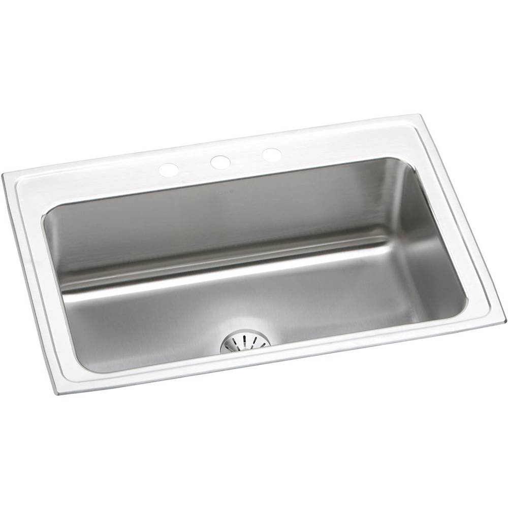 Elkay Lustertone Classic Stainless Steel 33'' x 22'' x 10'', Single Bowl Drop-in Sink with Perfect Drain