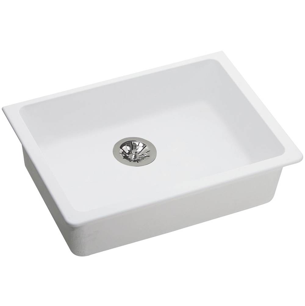 Elkay Quartz Classic 25'' x 18-1/2'' x 5-1/2'', Single Bowl Undermount ADA Sink with Perfect Drain, White