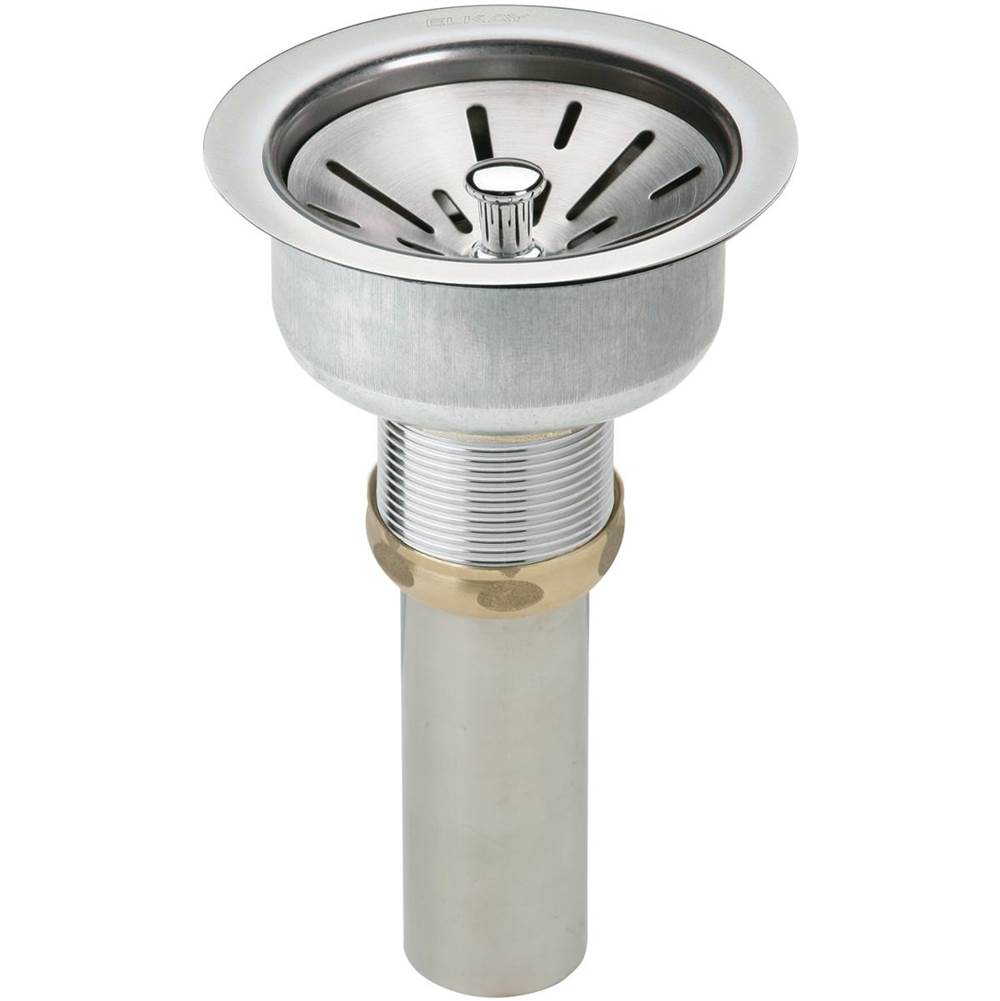 Elkay 3-1/2'' Drain Fitting Type 304 Stainless Steel Body, Strainer Basket and Tailpiece