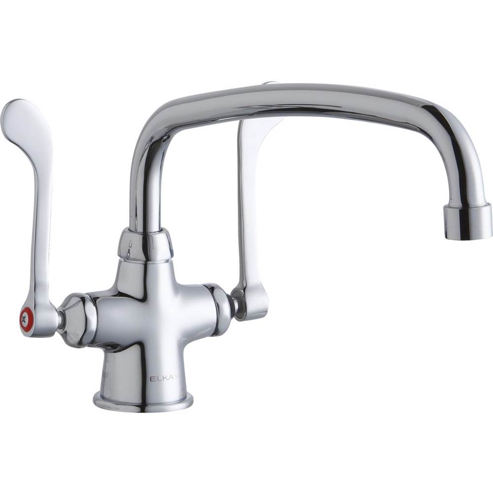 Elkay Single Hole with Concealed Deck Faucet with 12'' Arc Tube Spout 6'' Wristblade Handles Chrome