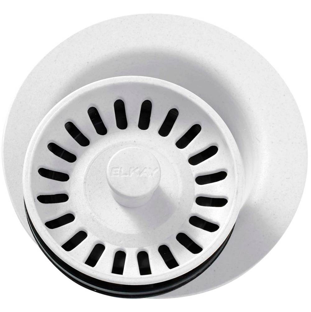 Elkay Polymer 3-1/2'' Disposer Flange with Removable Basket Strainer and Rubber Stopper White