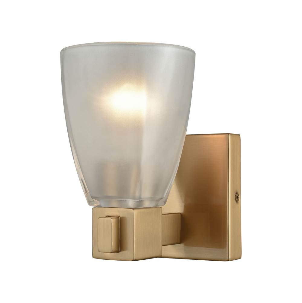 Elk Lighting Ensley 1-Light Vanity Lamp in Satin Brass With Square-To-Round Frosted Glass