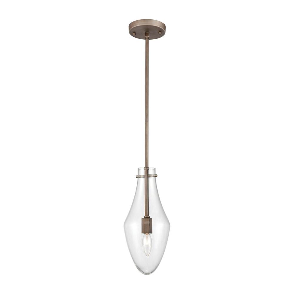 Elk Lighting Culmination 1-Light Mini Pendant in Weathered Zinc With Clear Glass