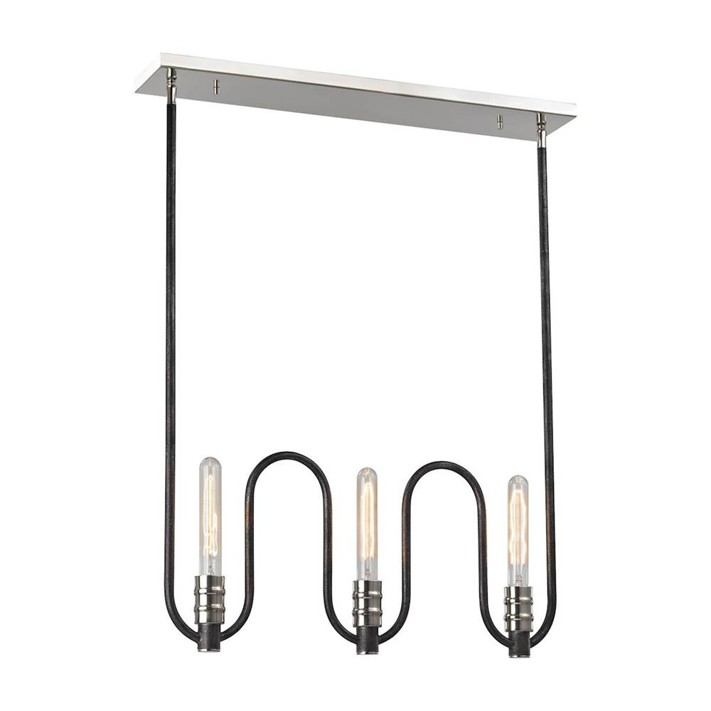 Elk Lighting Continuum 3-Light Island Light in Silvered Graphite With Polished Nickel Accents